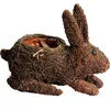 Factory directly wholesale fashion rabbit shape rattan animal planters for Easter decoration