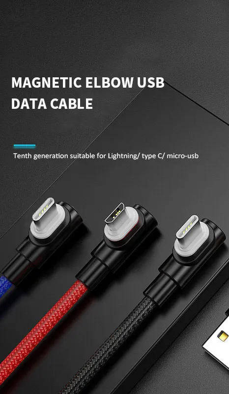 90 Degree Support Speed Fast Charging 3A Multiple 3 in 1 magnetic usb cable - ANKUX.COM