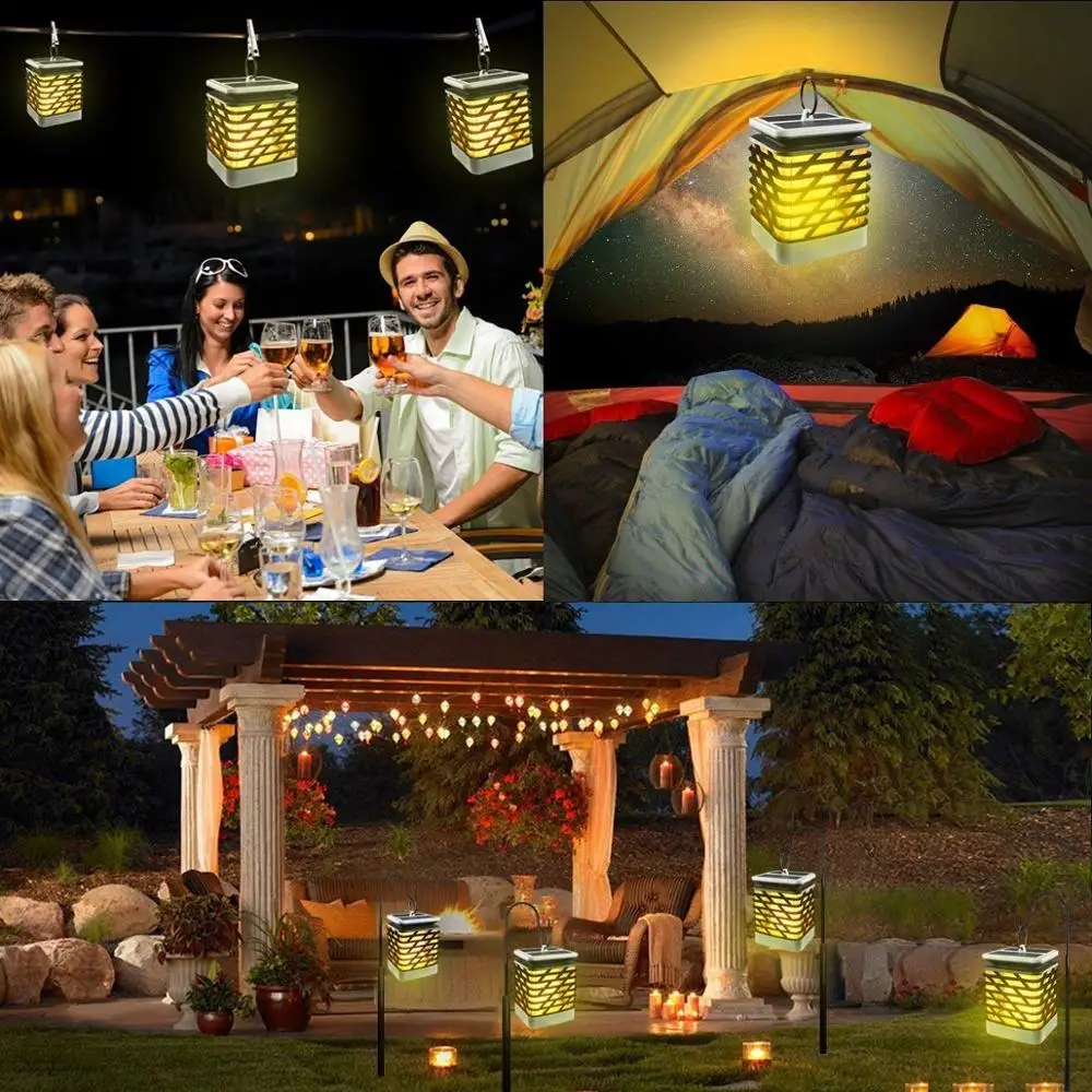 Waterproof Solar Lights Solar Lanterns Dancing Flame Outdoor Hanging Lanterns Lights  led garden lights