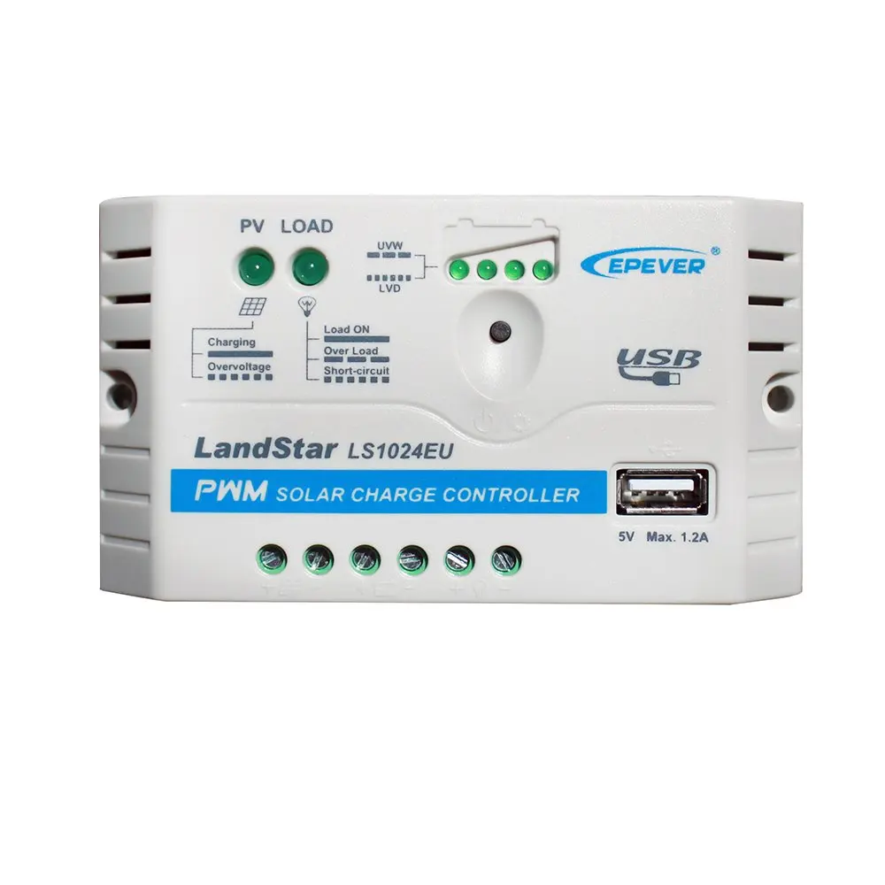 PWM Solar Controller 5A 10A 20A 12V or 24VDC Epever LandStar Series USB Output 