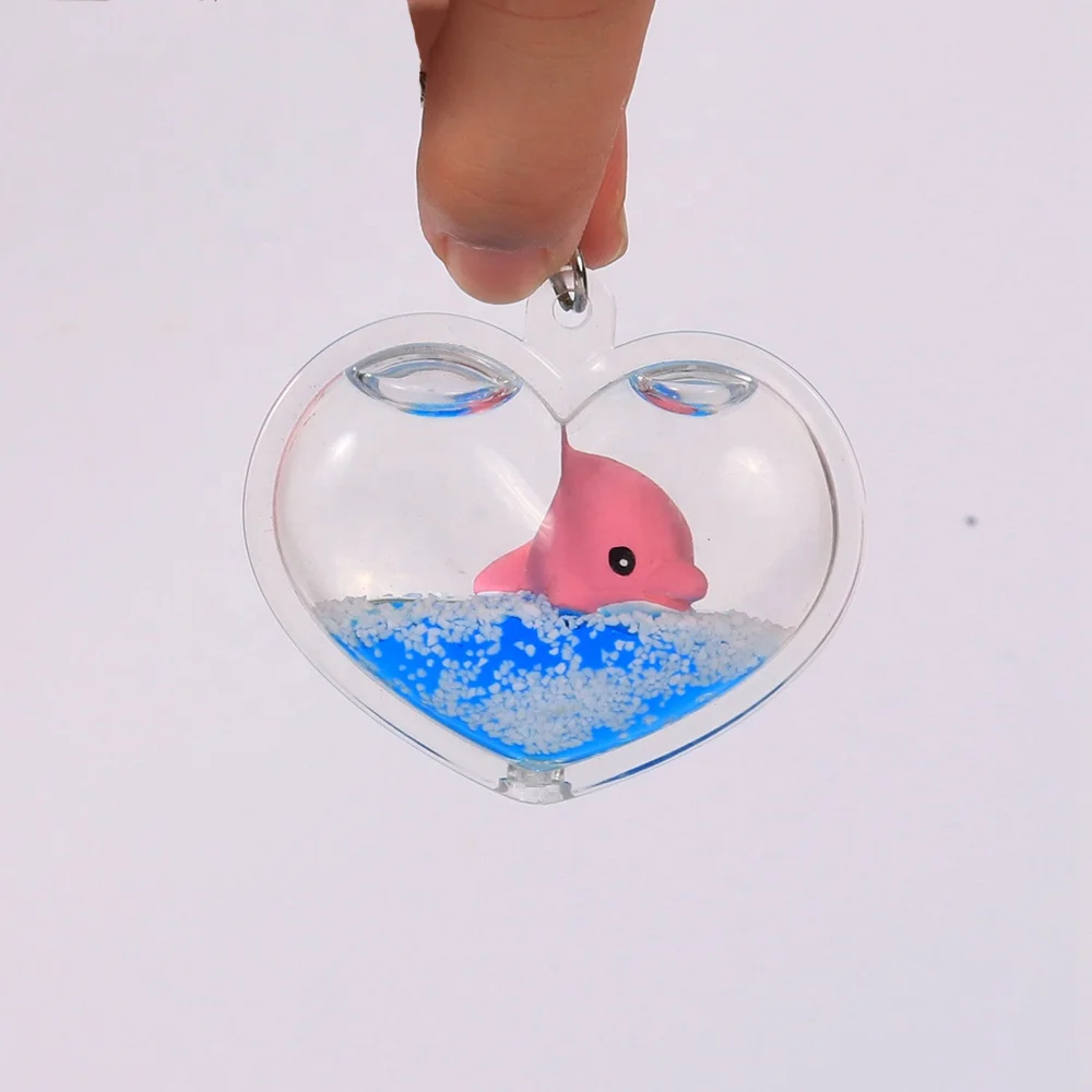 Promotion Acrylic Keychain With Liquid Inside Love Heart Floater Liquid
