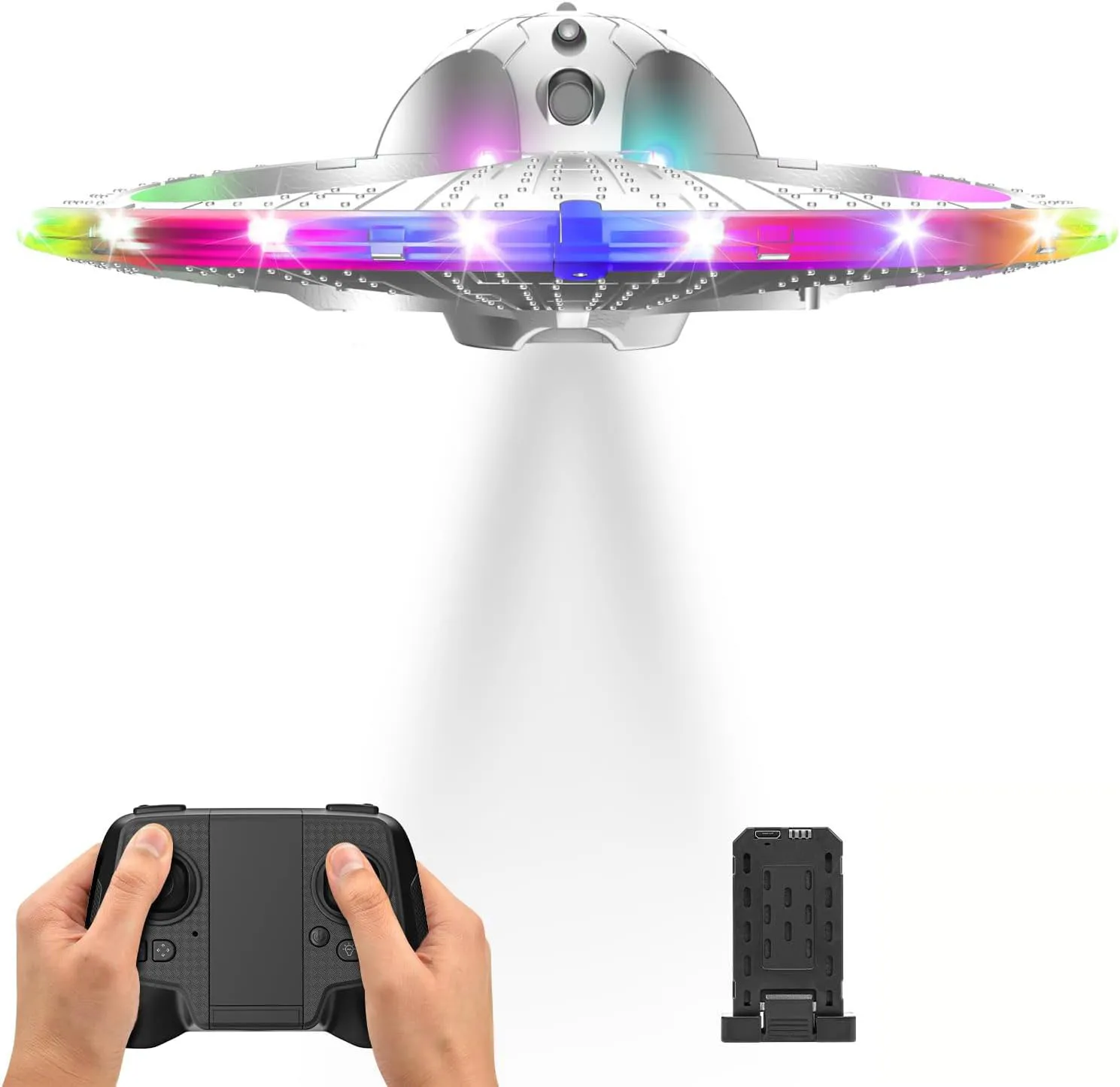 Dowellin UFO Drone for Kids and Beginners RC Plane with Light Remote Control Airplane Quadcopter Helicopter with Auto Hovering