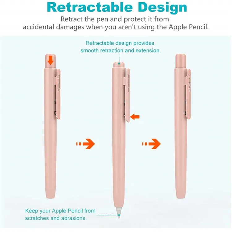 Rosa Clara MoKo Funda Compatible con Apple Pencil 2nd Generation Tableta Protectora Retráctil Lápiz con Clip de Punta Retráctil & Tapa Segura iPad Pro 11 /iPad Pro 12.9 2020 