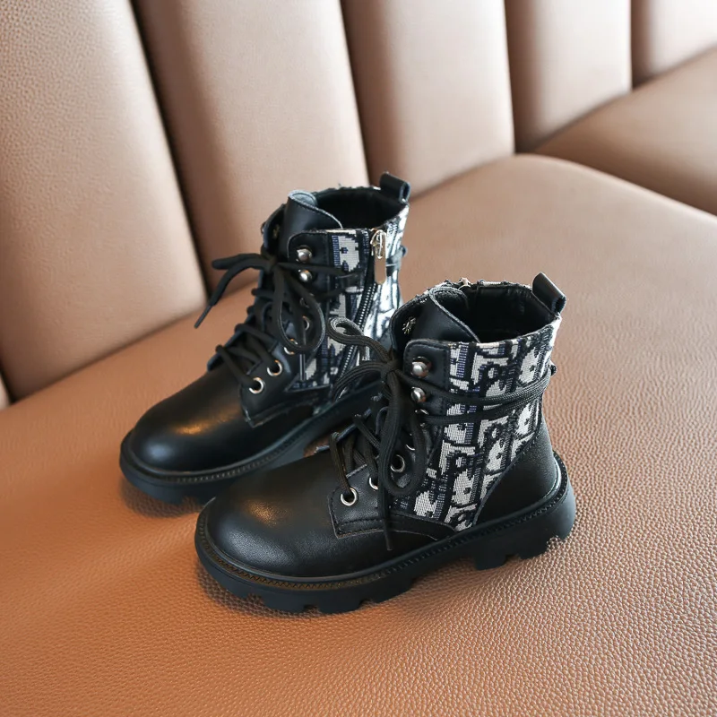 
new fashion kids winter boots one step knight high tube flat bottom girls leather children boots kids shoes botas for girls 