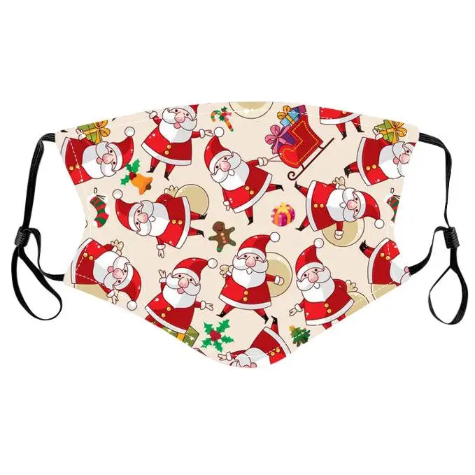 Christmas Facemask With Adjustable Ear Loops For Women Men Adult Soft Fabric Breathable Washable Reusable Face Masks