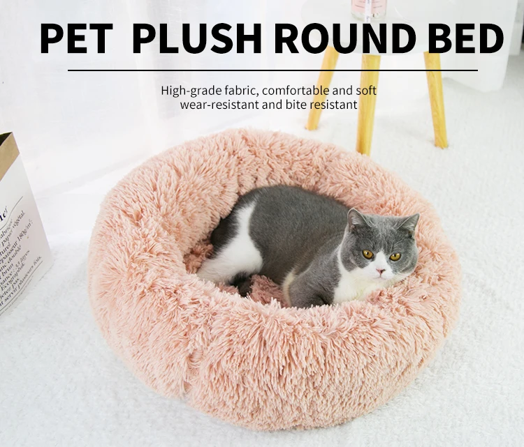 Innovative Pet Products Deluxe Calming Raised Plush Felt Large Round Luxury Dog Cat Pet Bed for Sale