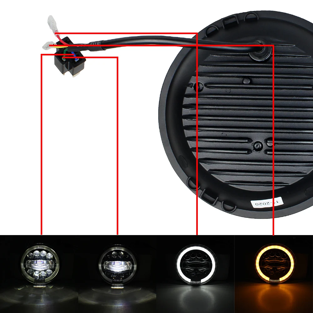 7" Inch Round LED Headlight Halo Angle Eyes DRL Turn Signals Fits For Jeep Wrangler JK LJ Motorcycle Projector