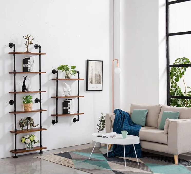 Black Simple Wrought Iron Ledge Meta Iron Log Rack