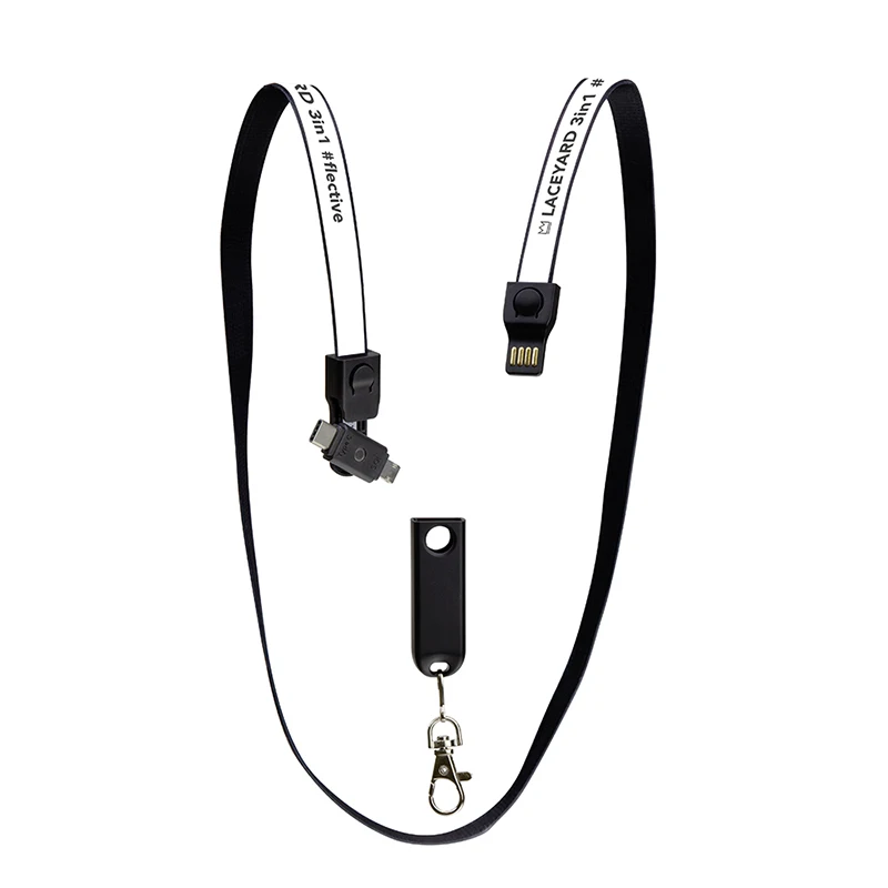 Universal USB charging cable 3 in 1 Nylon Reflective cable With android iphone and Type C adapters - ANKUX.COM