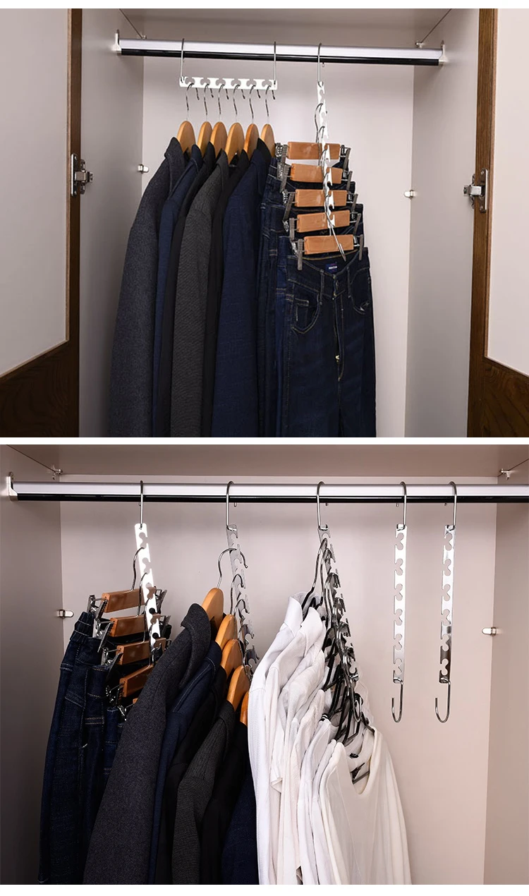 Wholesale Windproof Home Space Saver 6 hooks Clothing Organizer Wonder hanger