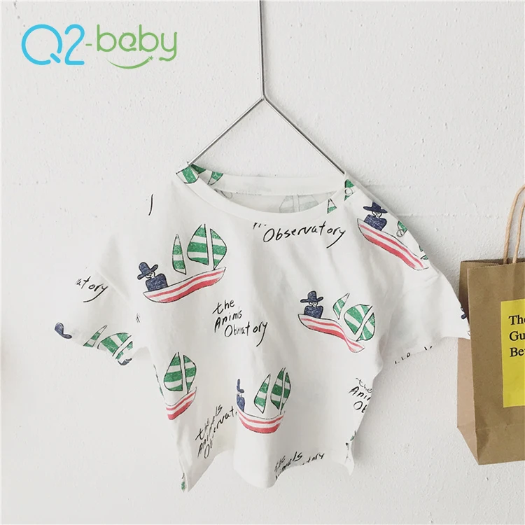 
Q2-baby Super September Cartoon 100% Cotton Knitted Children Infant Short Sleeve T-Shirts 