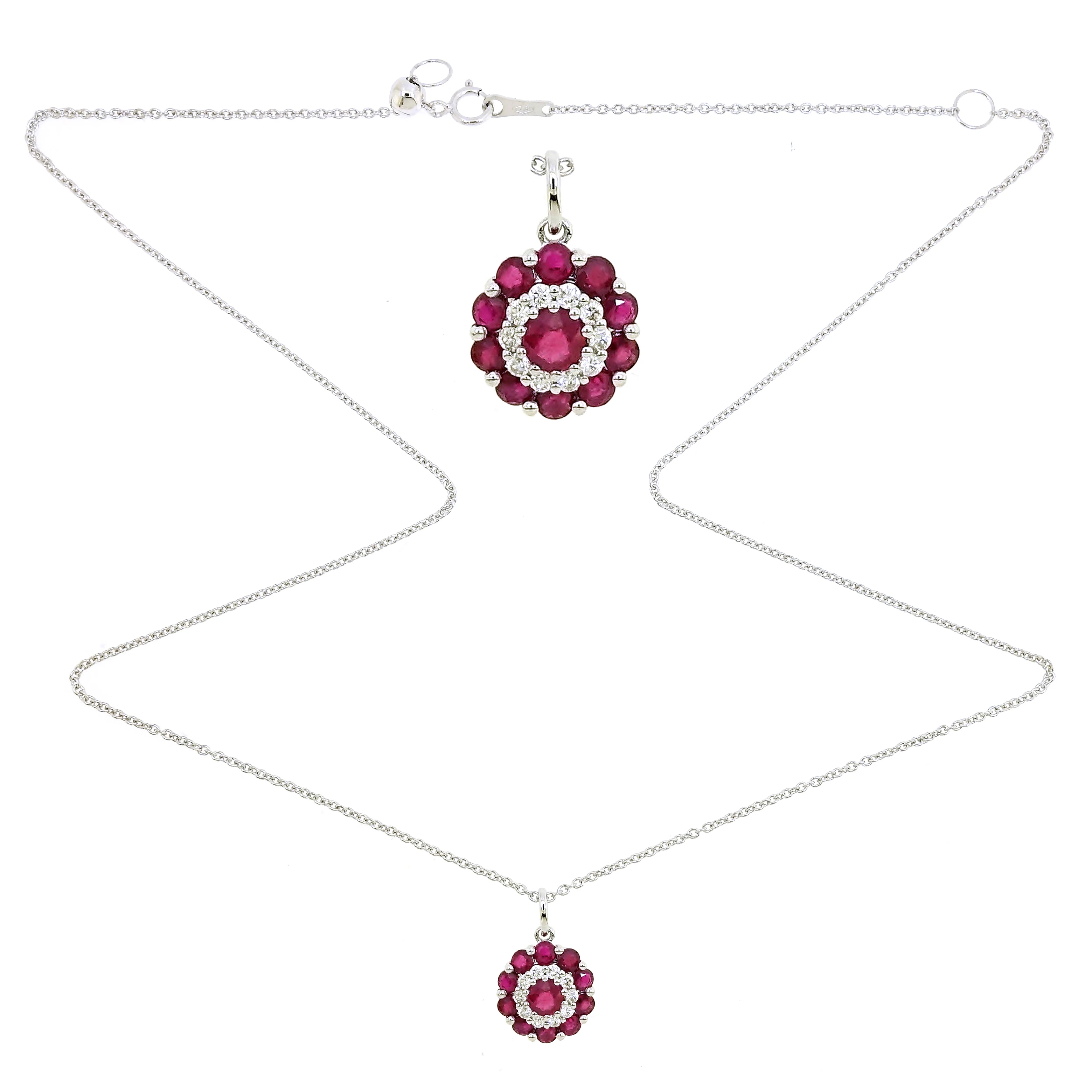 Wholesale Unique Trendy 18K White Gold Ruby Diamond Pendant Necklace For Girlfriend
