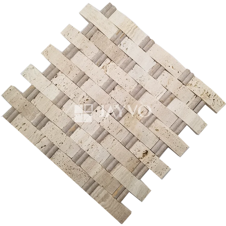 Round and Vaulted Stone Marble Mosaic Tile Beige Color 3D Marble Mosaic Tiles For Craft