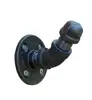 1/2" Npt black malleable iron threaded Vintage Industrial Style Rustic wall mounted Pipe Hooks