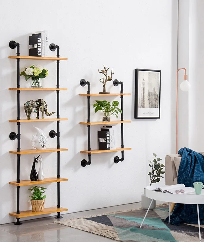 Black Simple Wrought Iron Ledge Meta Iron Log Rack