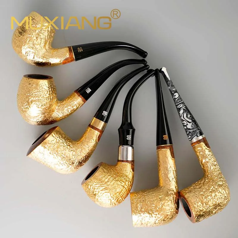 briarwood tobacco pipe Wide Bowl Smoking with Aromatic Red Cedar Inlayed Cap  Smoker's Pipeline MUXIANG Tobacco Pipes New Fasion