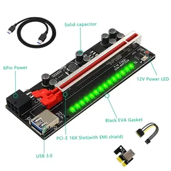 PCI-E 6Pin Riser Card with 3528 colorful flash LED for Graphics Card GPU Riser Card
