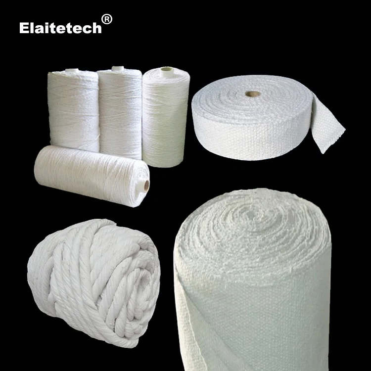 
Refractory alumina silicate soluble ceramic fiber yarn textile cloth, tape and rope for insulation material 