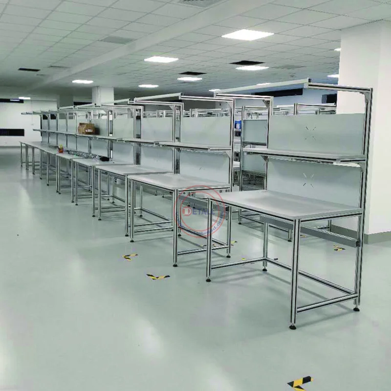 Detall- SMT conveyor belt assembly line production ESD workbench