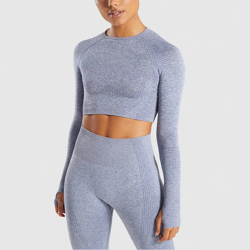 Sexy Long Sleeve 2 Piece Active Sports Wear Plus Size Fitness 