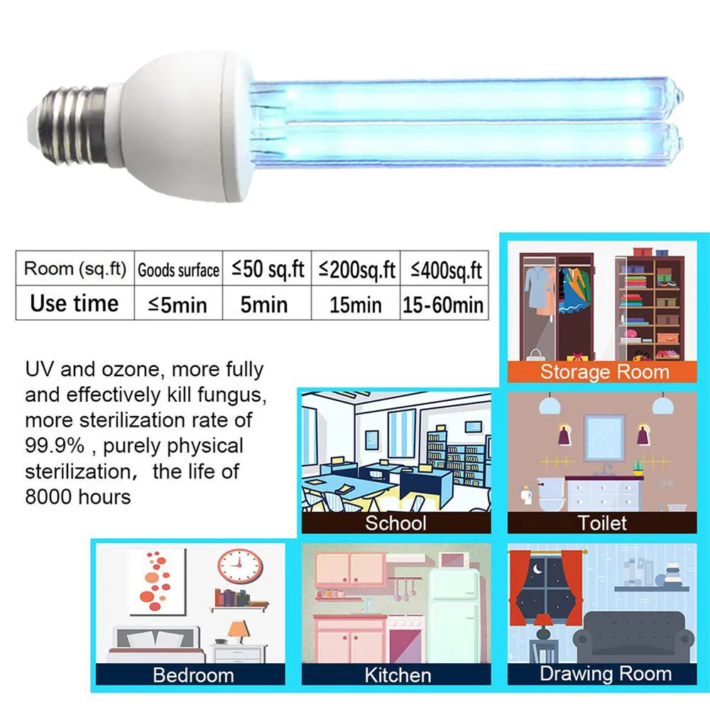 UVC led tube E26/E27 base uv c bulb ultraviolet  light without ozone lamp