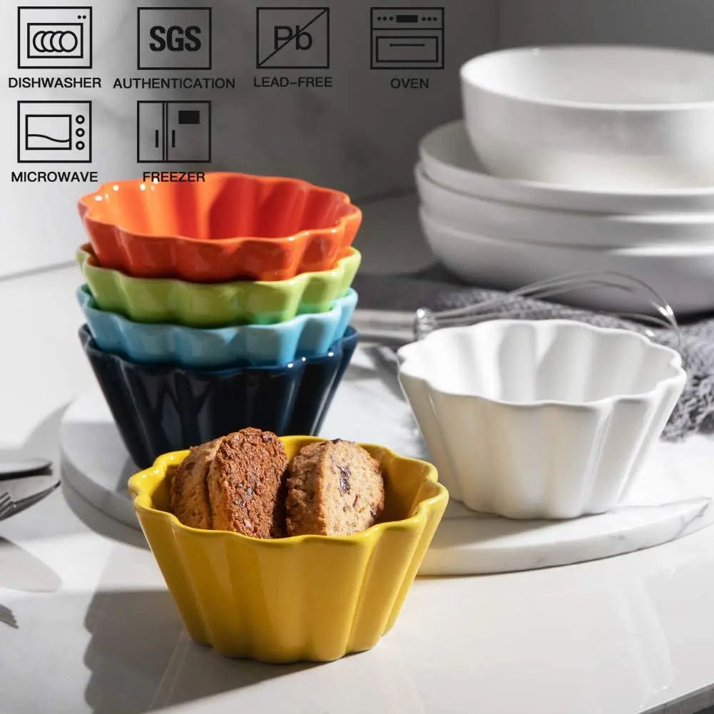 Wholesale Ramekin Bowl Ceramic Candy Color Souffle Ramekin Bowls Cupcake Baking Dish Creme