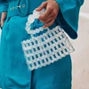 New Women Beaded Bag Transparent Acrylic Tote Bags Handmade Weave Crystal Pearl Bags for wedding party