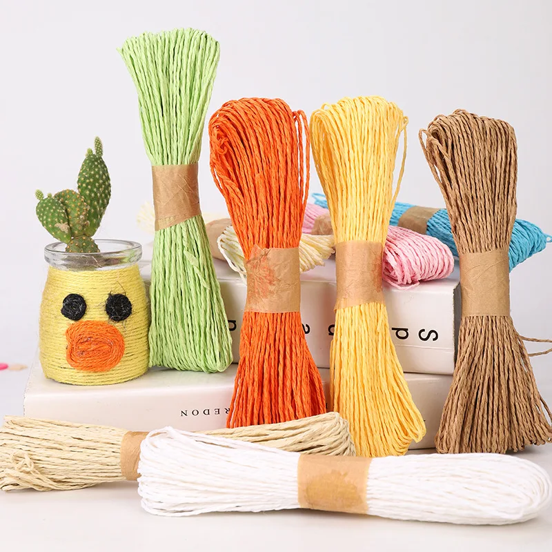 30m Ecofriendly Craft Raffia Cord Stripes Paper String Rope Paper