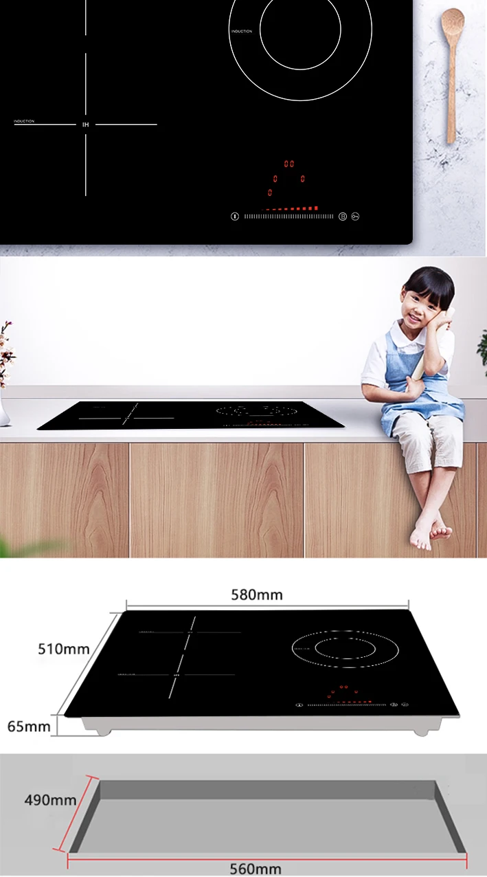 5 Burners Bbq Zone Combination Ceramic Electric Cooktops Mix Induction