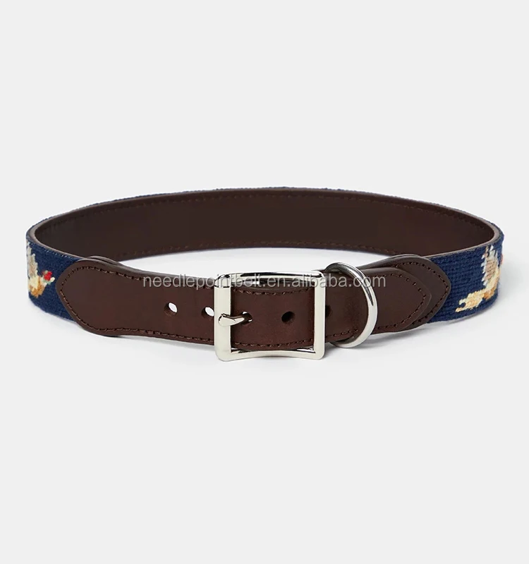 Foulden Pheasant Needlepoint Leather Dog Collars Custom Buy Leather