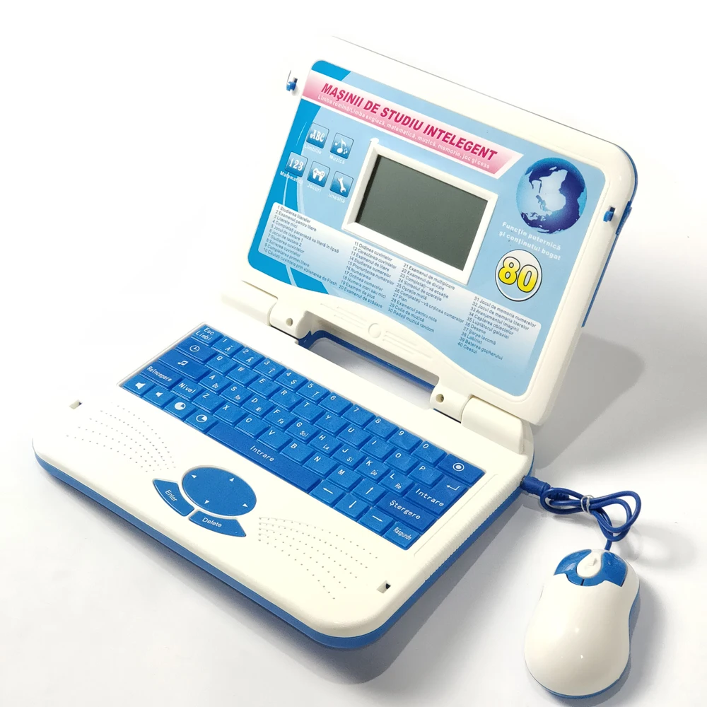 80 funzioni bambini educativi inglese e rumeno computer portatile  apprendimento macchina giocattolo educativo con musica accettabile con il  mouse