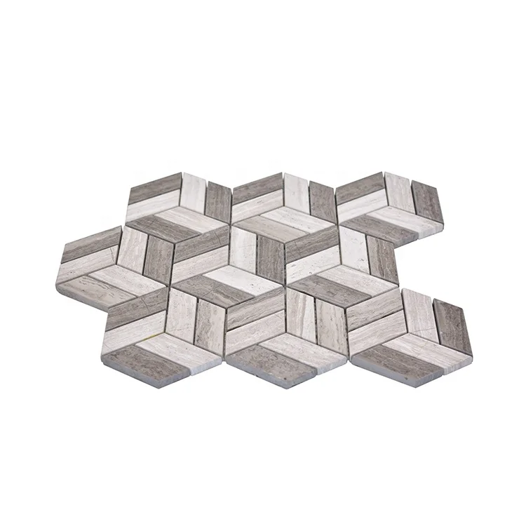 Moonight Classic Design Dark Athens Grey Wooden Grey Hexagon Marble Mosaic For Backsplash and Wall