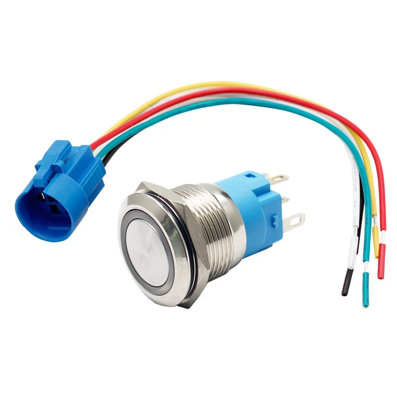 Close-up of screw terminals and contact block inside a 220V 5A push button switch