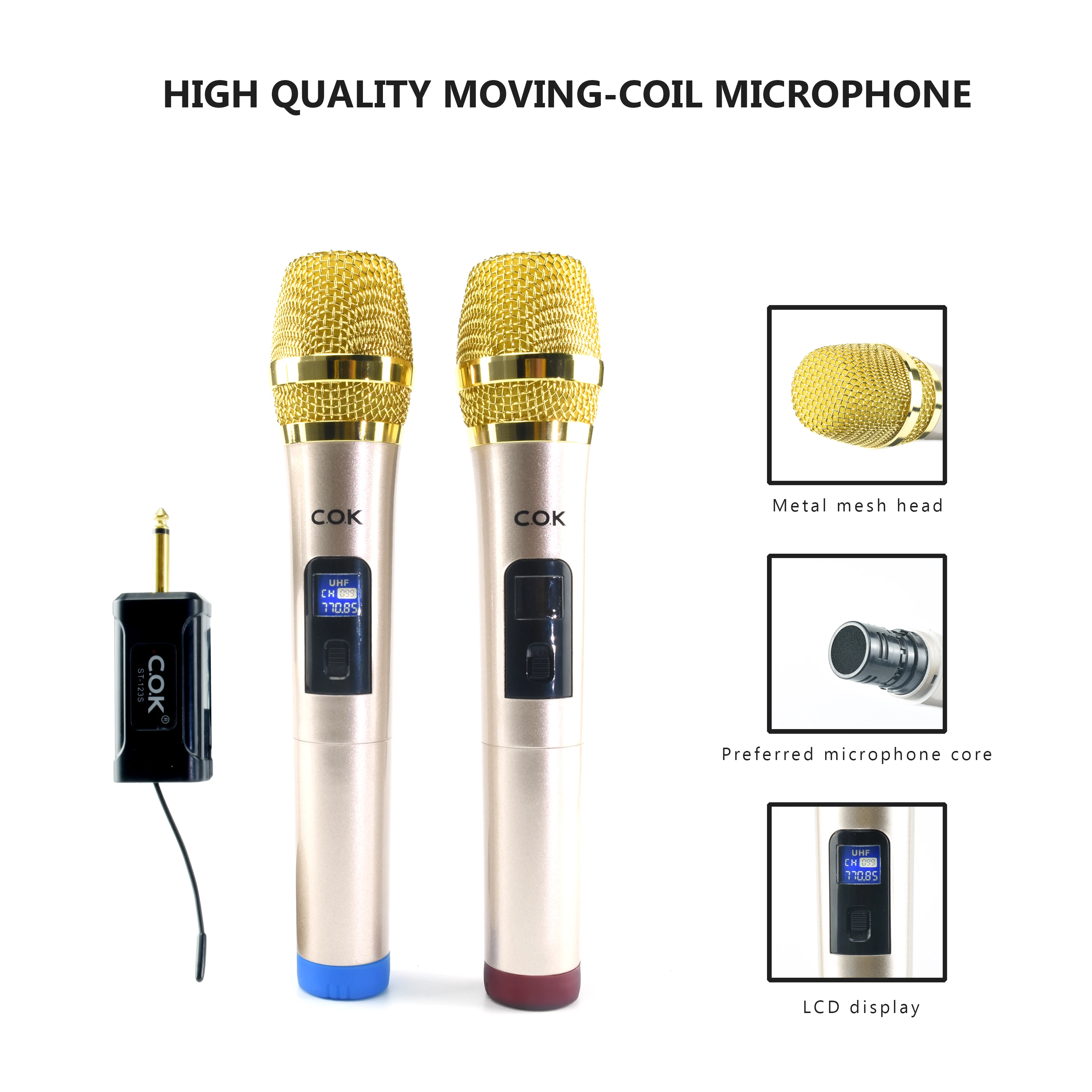Smart Wireless Microphone,Uhf,Vhf,Metal Receiver,Professional,Low Power