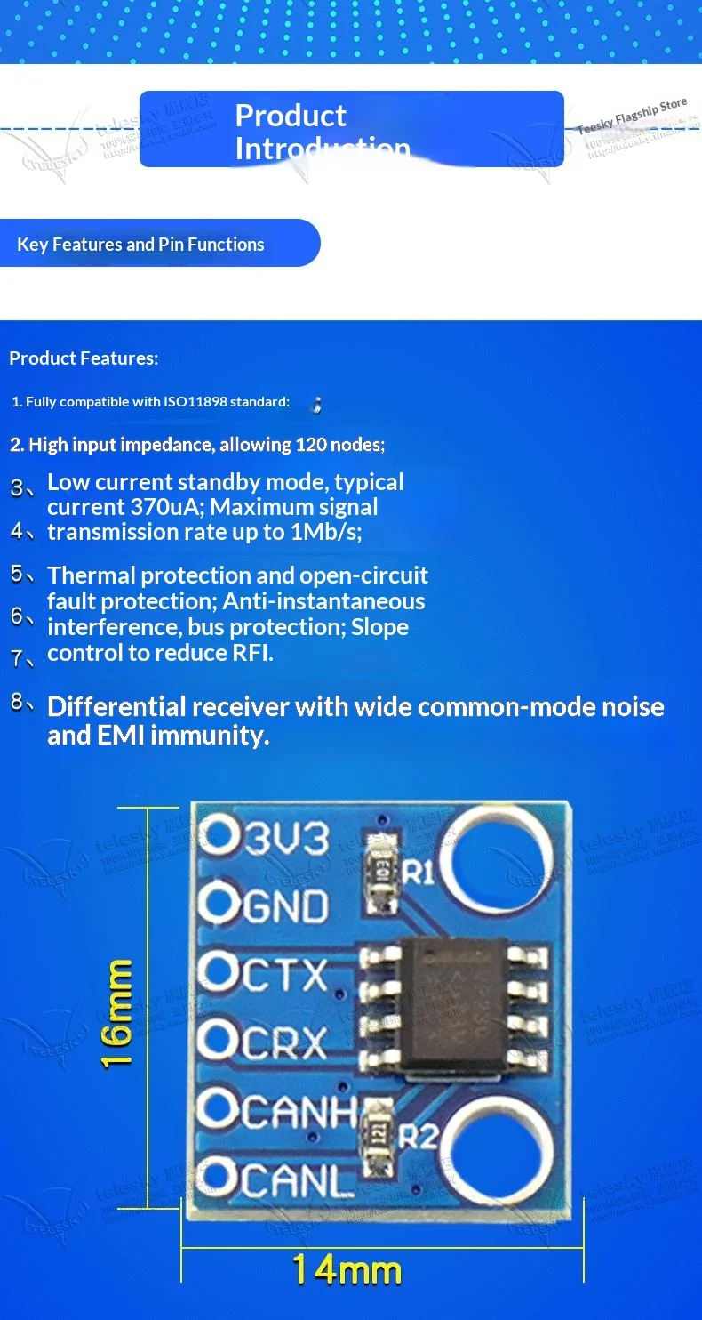 SN65HVD230 Industrial CAN Bus Transceiver Module 1Mbps High Speed ...