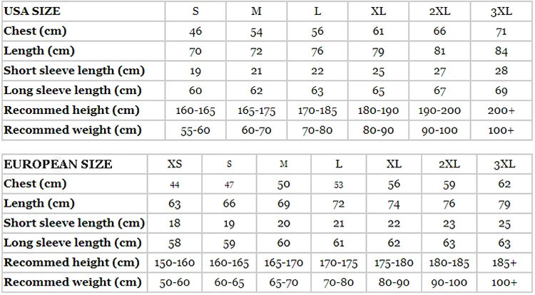 SIZE TABLE