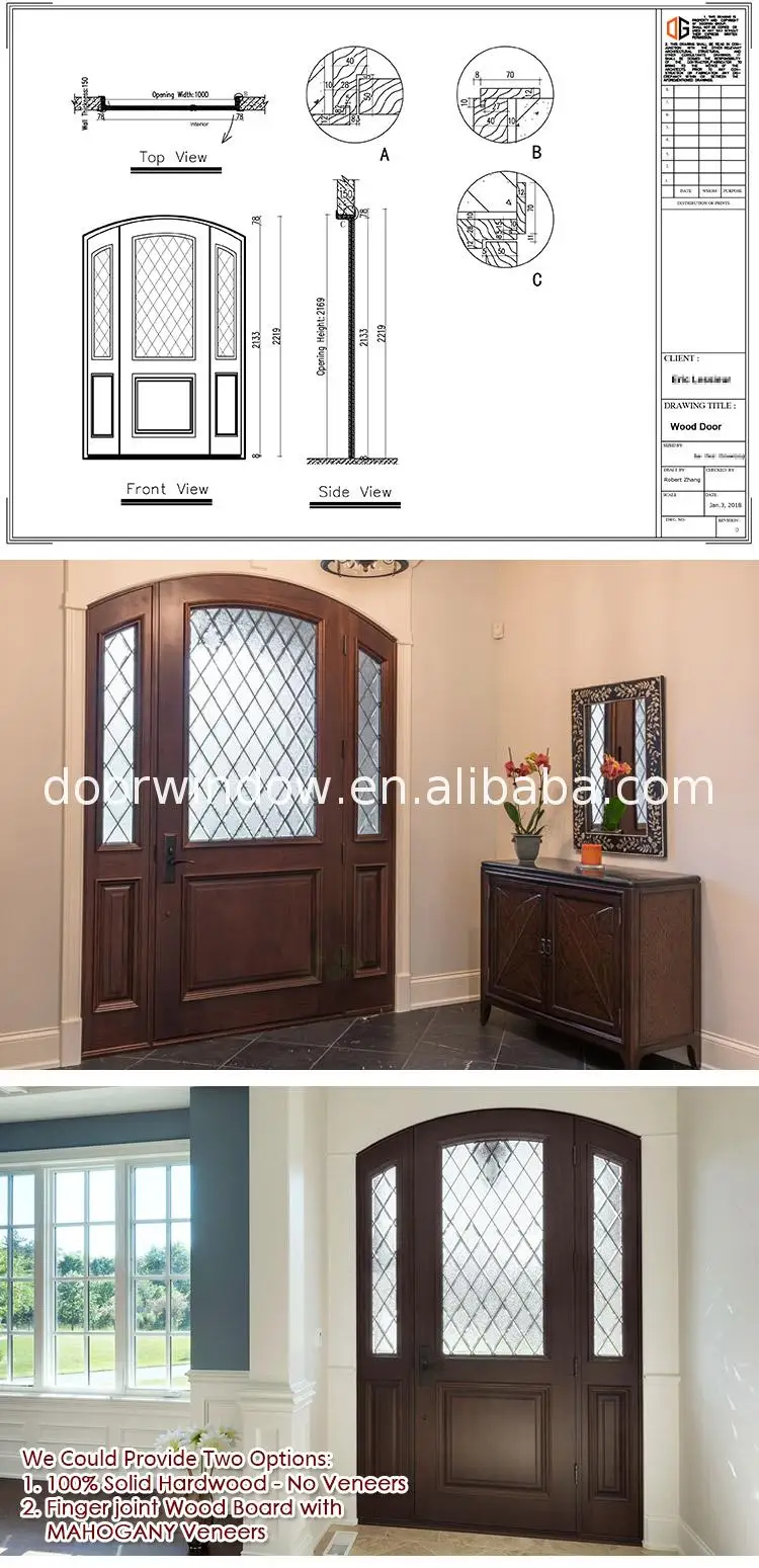 Factory price wholesale front doors with glass side panels door two arched window