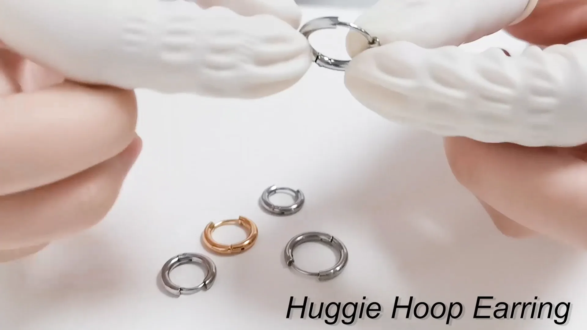 316l surgical stainless steel clipping huggie hoop earring for