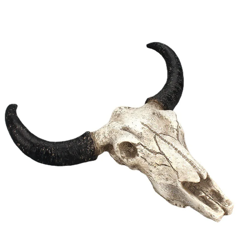 Resin Longhorn Cow Bone Head Wall Hanging Decor 3d Animal Wildlife
