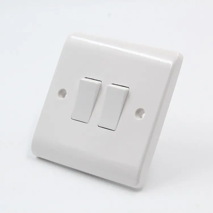 Twin Double Wall Uk Mains Power Plug Socket 2 Gang 13a Switched Outlet