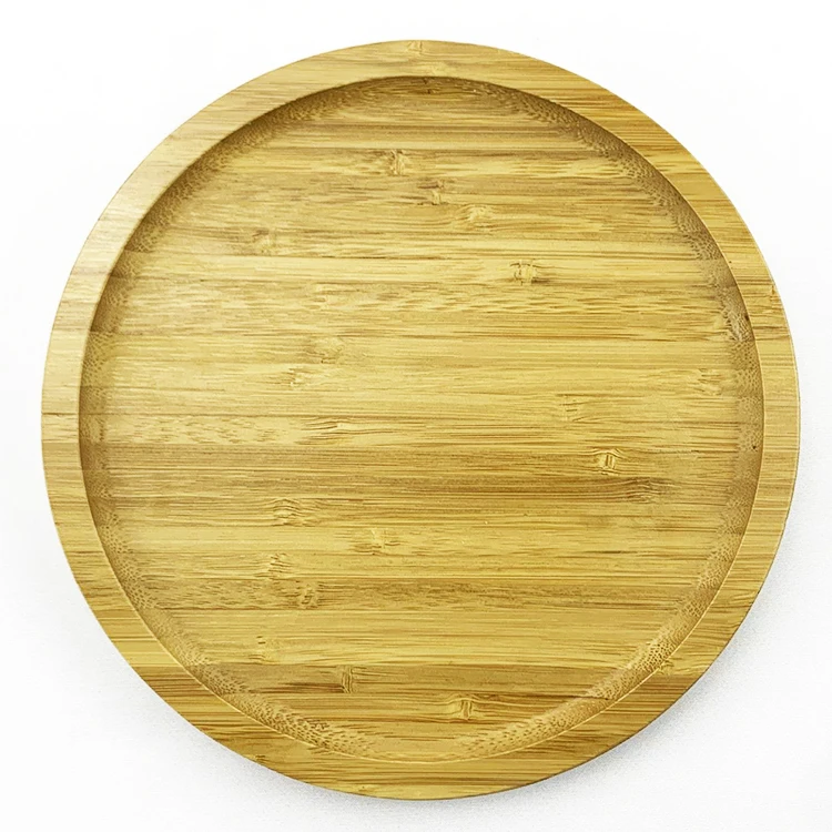 Natural Ecofriendly Round Shaped Bamboo Plate With Painted Vegetable