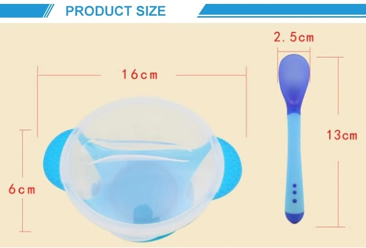Kids Dining Pudding Spoon And Bowl Set Temperature Sensing Nonslip