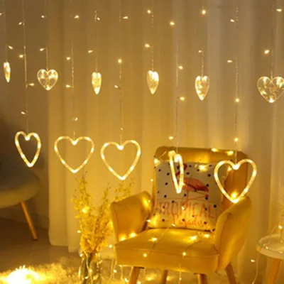 Modern 3m Romantic Fairy Heart LED String Light AC110V 220V Curtain Christmas Holiday Wedding Garland Party Decoration Lamp