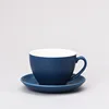 Advertising gifts Custom Logo pure Color Cappuccino tea coffee Latte 320ml tea cup sets ceramic with saucer and handle