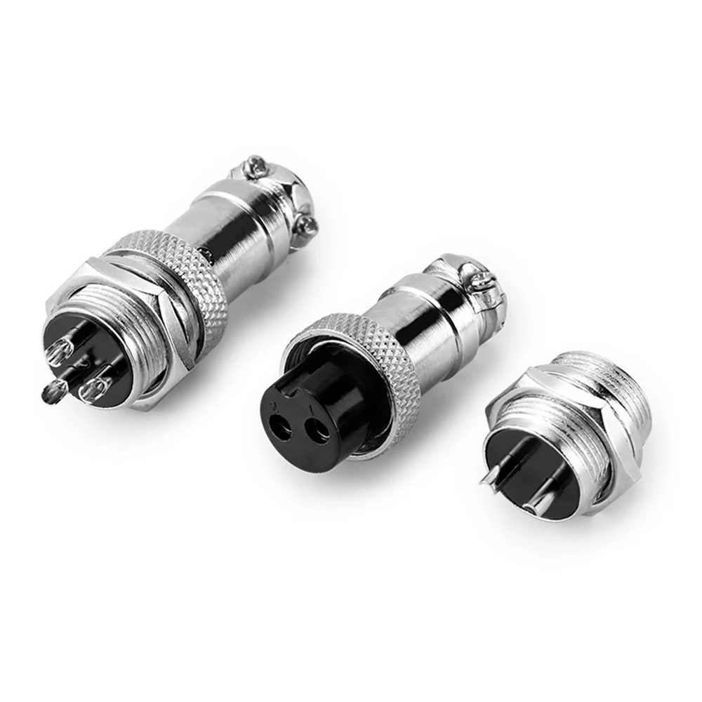 5 × Aviation Plug 3 Core Male Female Panel Metal Connector 16mm GX16-3 3 Pins 