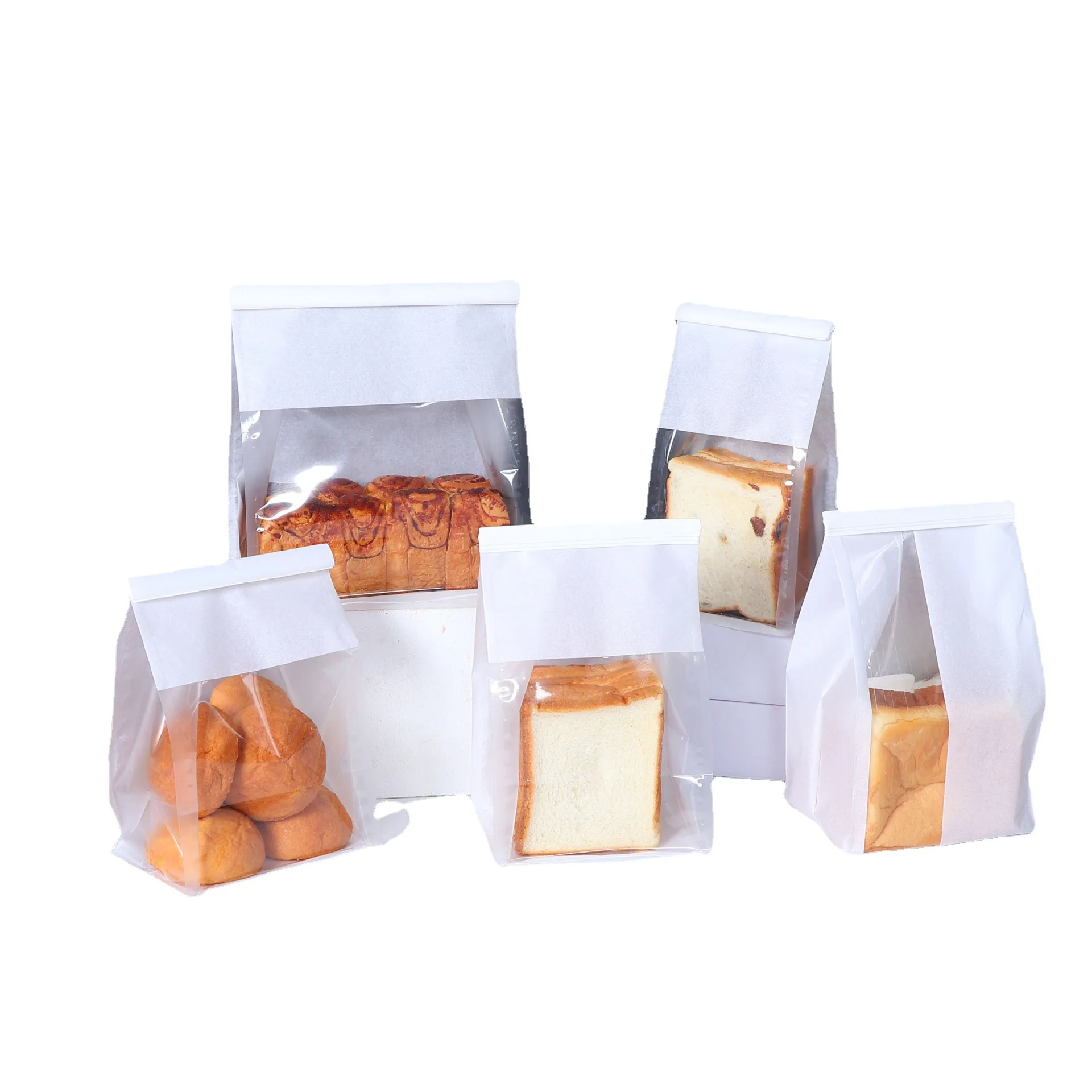 Toast Bread Packaging Bag 450g Rolled Edge Wire Sealing Tissue Paper ...