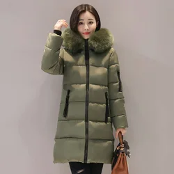 Fashion Women Winter Jacket With Fur collar Warm Hooded Female Womens Winter Coat Long Parka Outwear