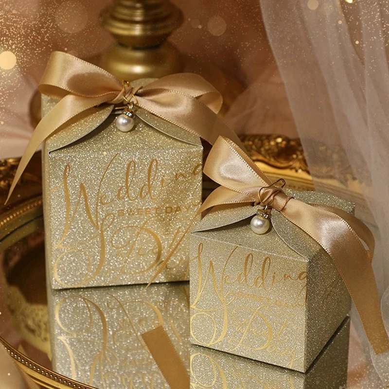 Custom Logo Square Shape Chocolate Candy Box With Ribbon Wedding Favors ...