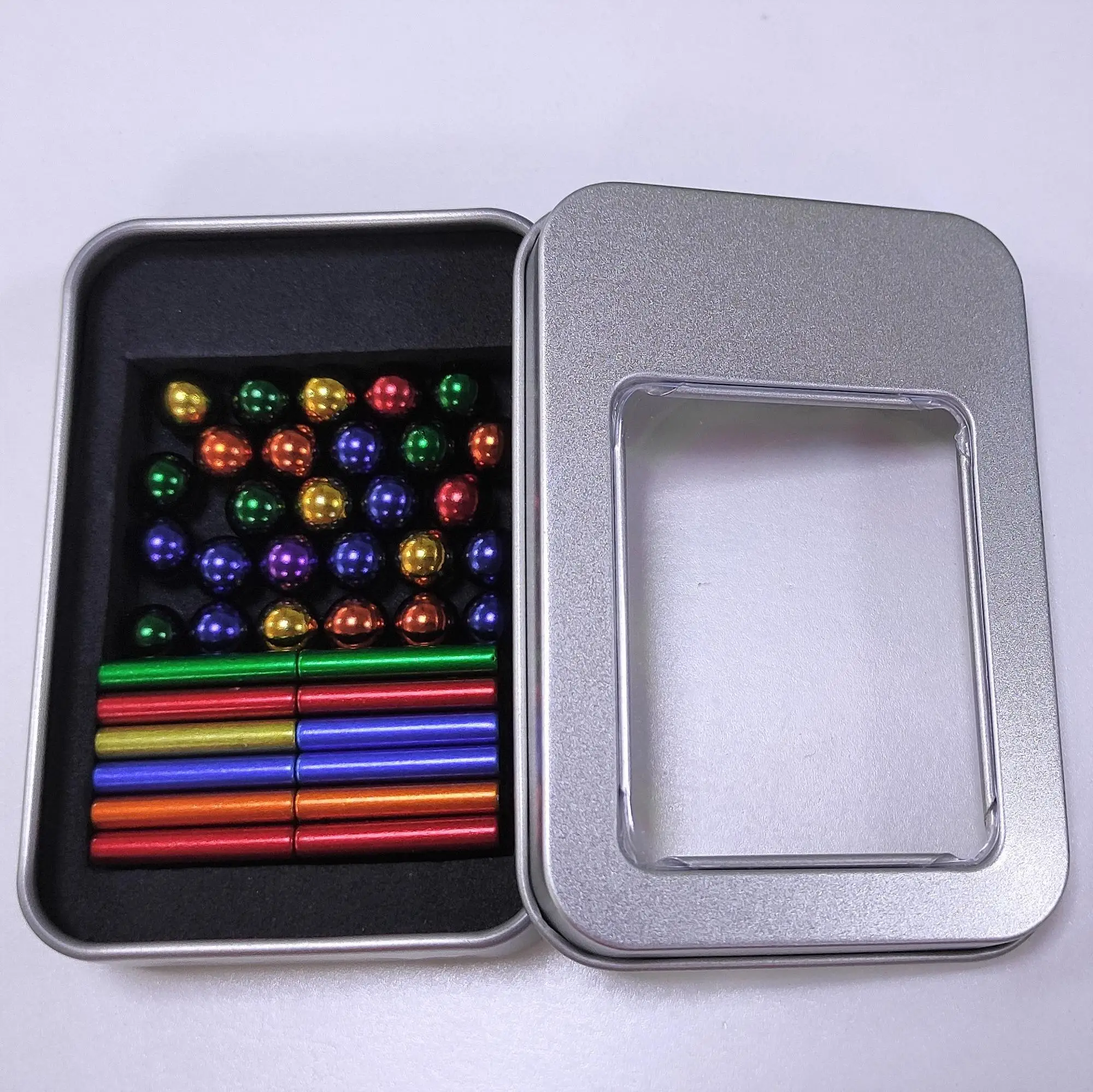 2021 Amazon Hot Sell Products 63pcs colorful and silver magnetic sticks and balls
