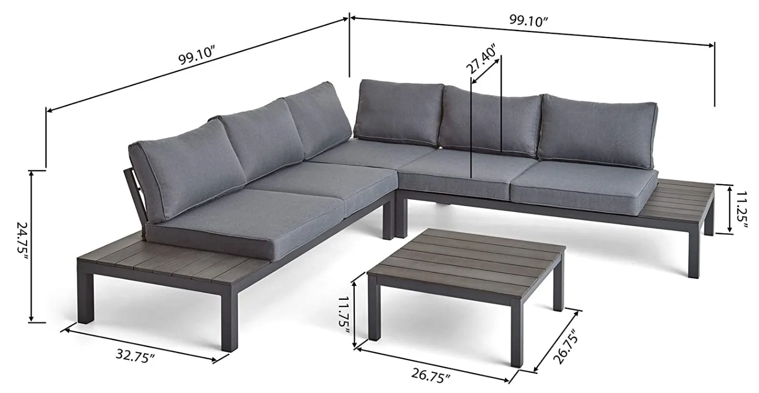 Modern garden aluminium V-shape furniture outside sofa sets